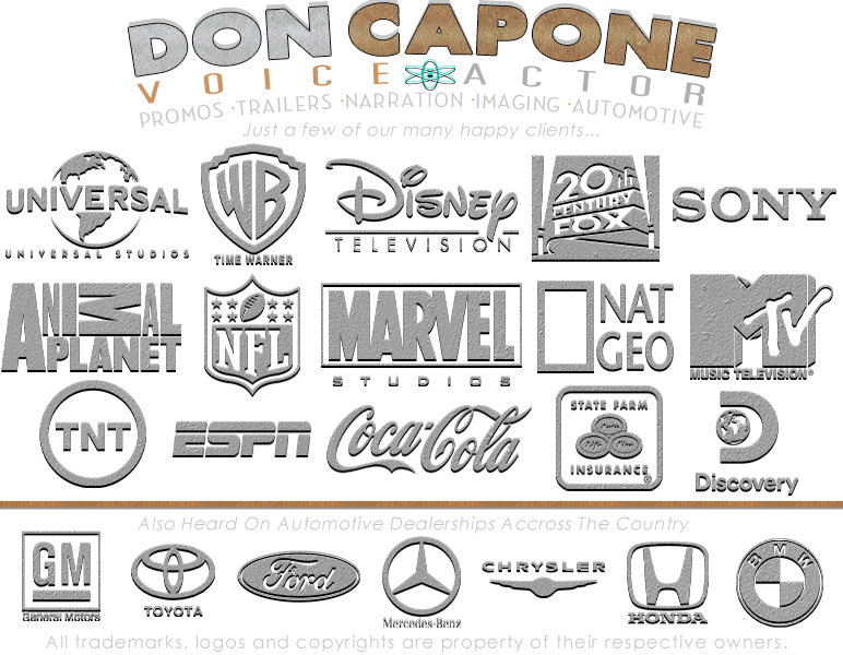 Voice Over Coach & Teacher. Don Capone Voice Over Actor, Artist & Talent. Voice Over Demo Reel Producer & Production.